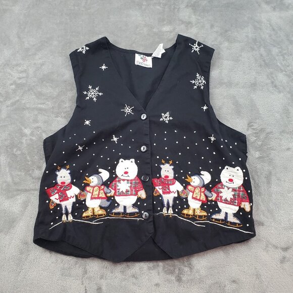 Vintage Nutcracker Christmas Vest Ugly Sweater Holiday Size S READ HOLES - Picture 1 of 15